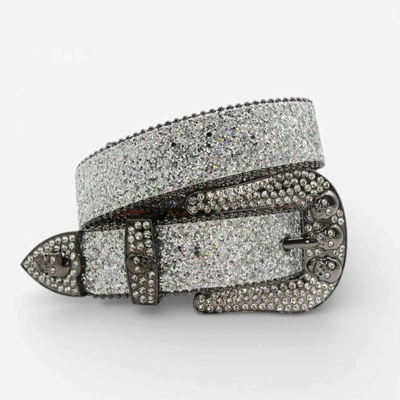 Maison de la Ceinture Argent / 105cm Ceinture à strass crâne unisexe – Skull shine
