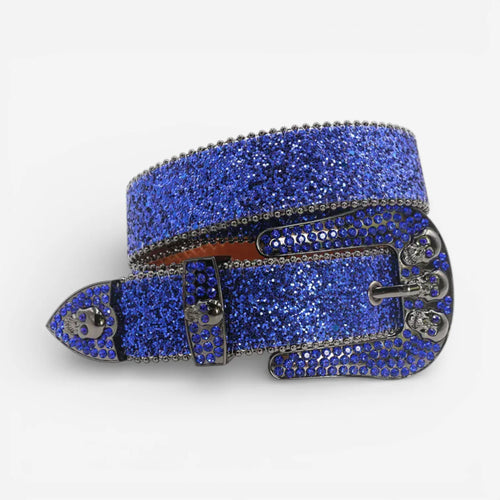 Maison de la Ceinture Bleu / 105cm Ceinture à strass crâne unisexe – Skull shine