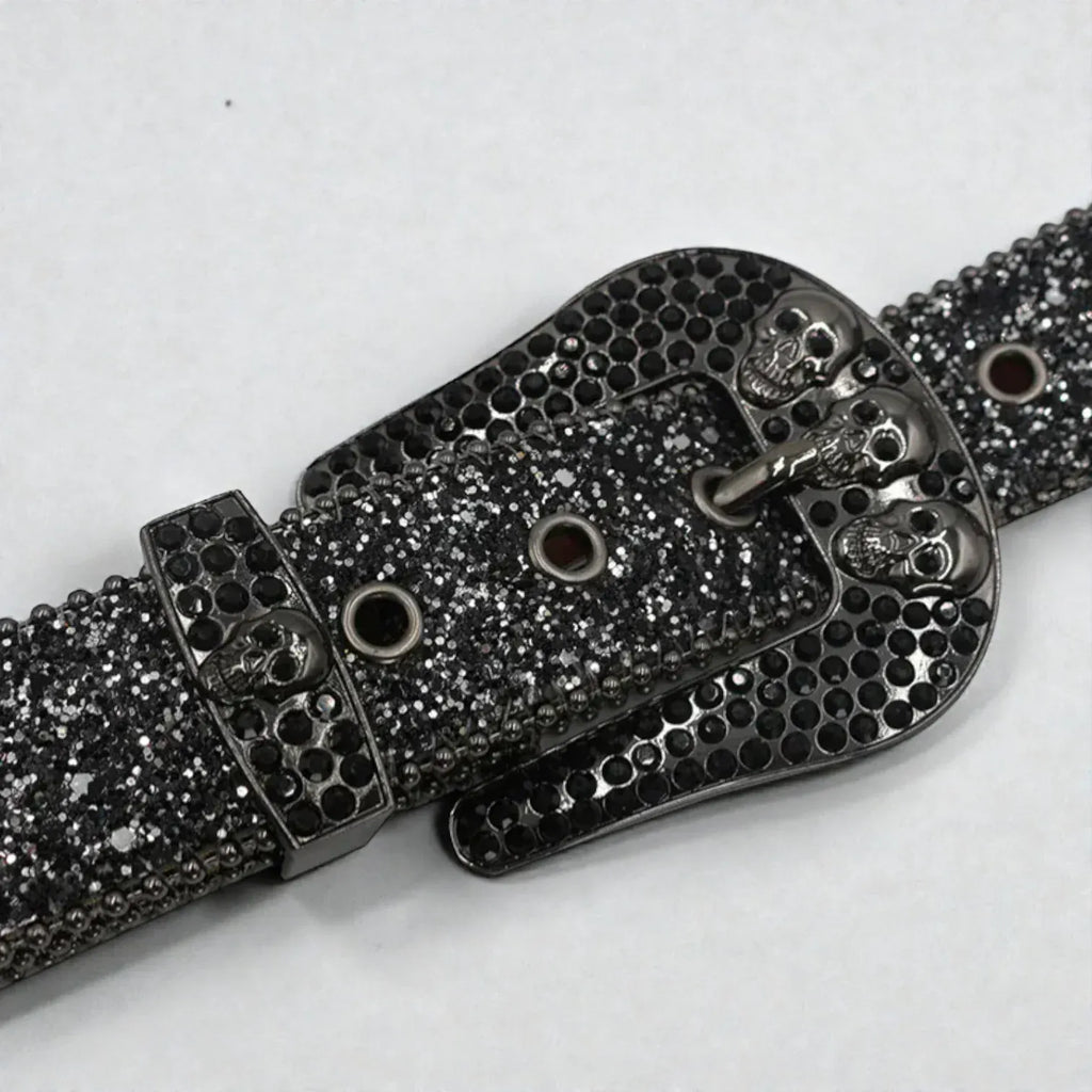 Maison de la Ceinture Ceinture à strass crâne unisexe – Skull shine