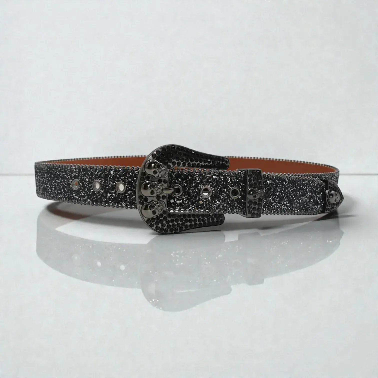 Maison de la Ceinture Ceinture à strass crâne unisexe – Skull shine