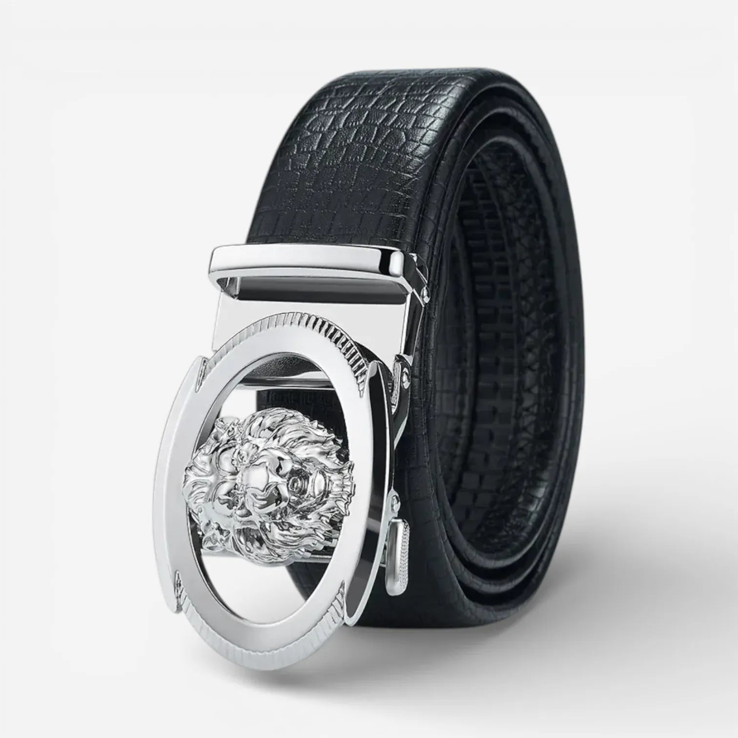 Maison de la Ceinture Lion / Argent / Noir / 115cm Ceinture automatique homme  – Keryon