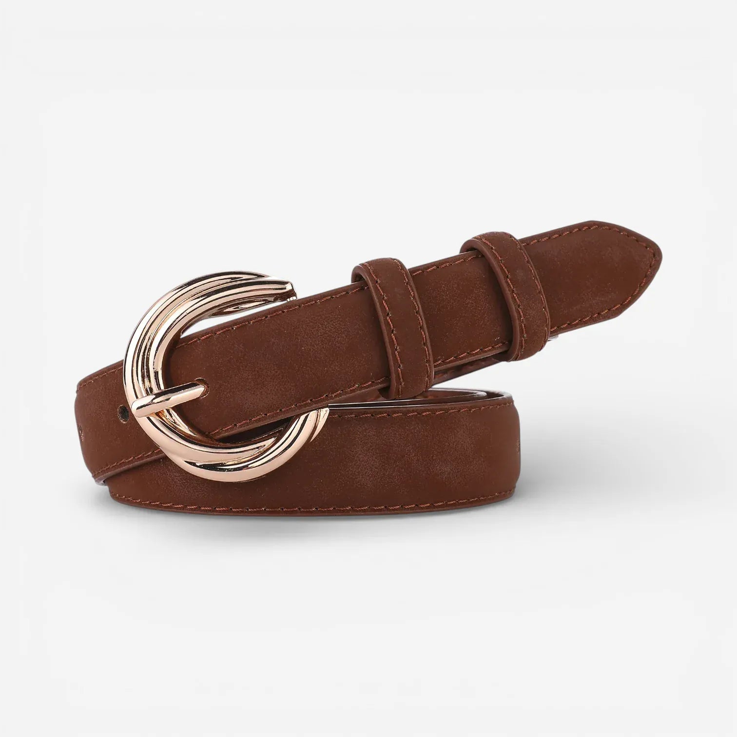 Maison de la Ceinture Café / 100cm Ceinture boucle arrondie femme – Aurevia