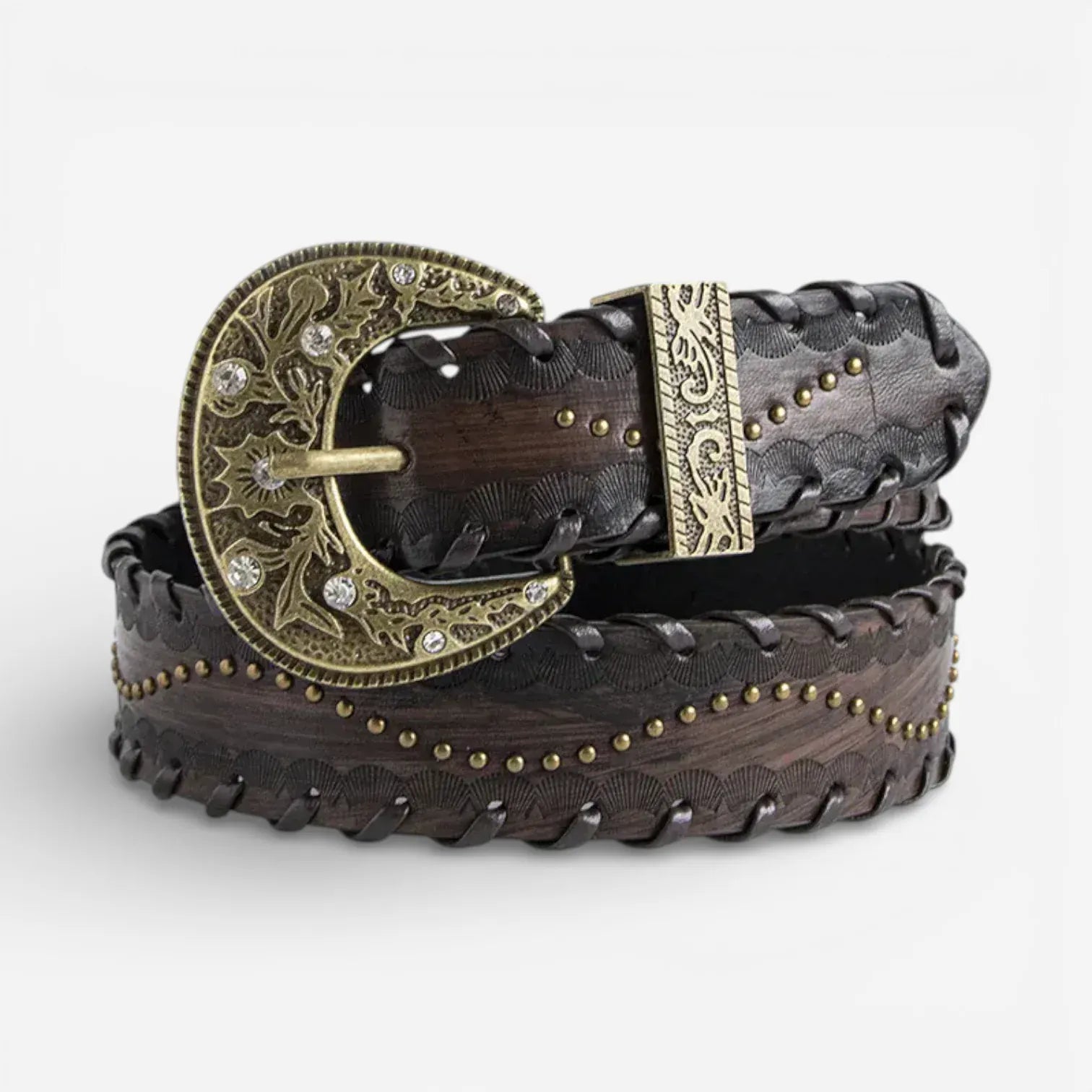 Maison de la Ceinture Café / 100cm Ceinture cloutée femme – Vespera