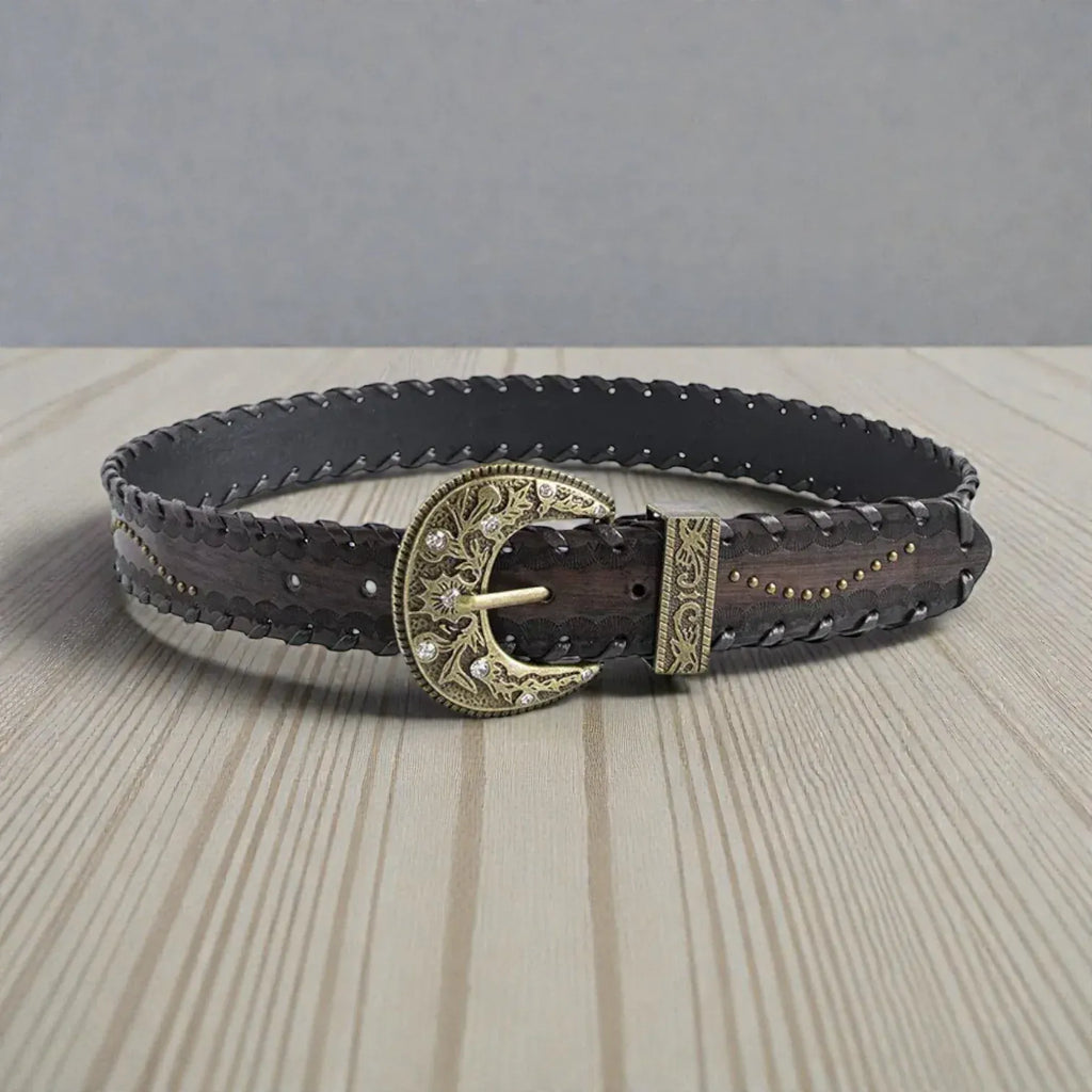 Maison de la Ceinture Café / 100cm Ceinture cloutée femme – Vespera
