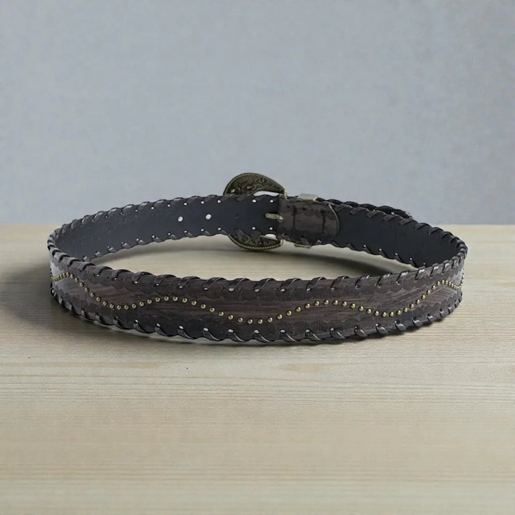 Maison de la Ceinture Café / 100cm Ceinture cloutée femme – Vespera