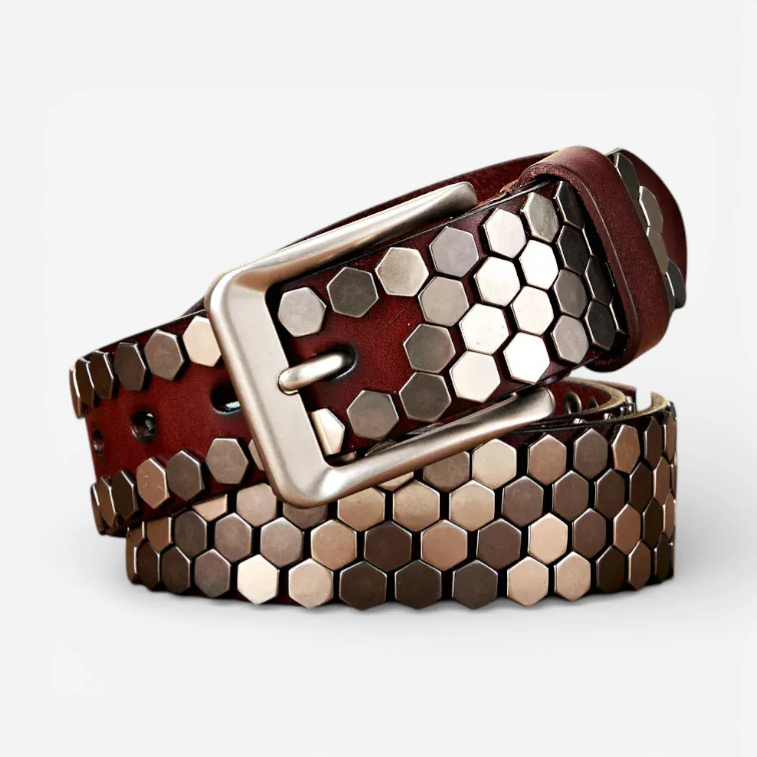 Maison de la Ceinture Café / 105cm Ceinture cloutée homme – Hexarock