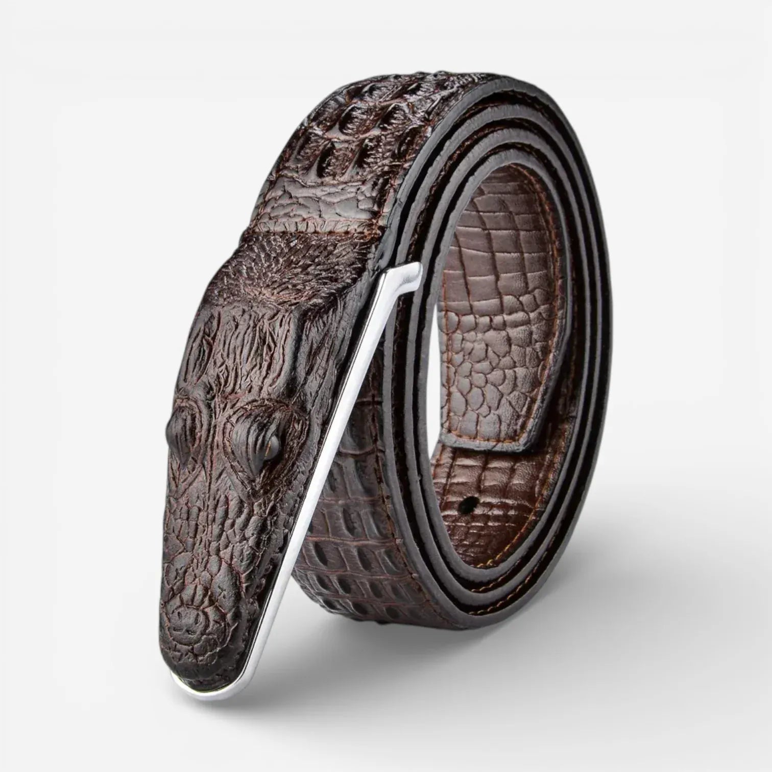 Maison de la Ceinture Café / 110cm Ceinture crocodile homme – Drakarys