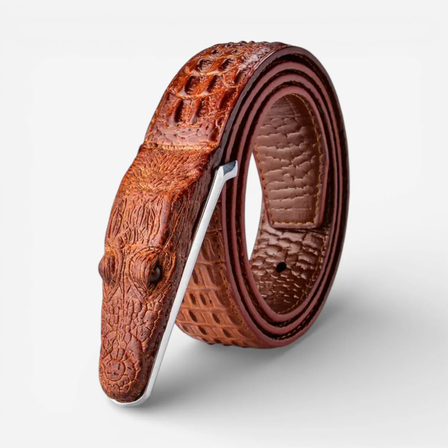 Maison de la Ceinture Cognac / 110cm Ceinture crocodile homme – Drakarys