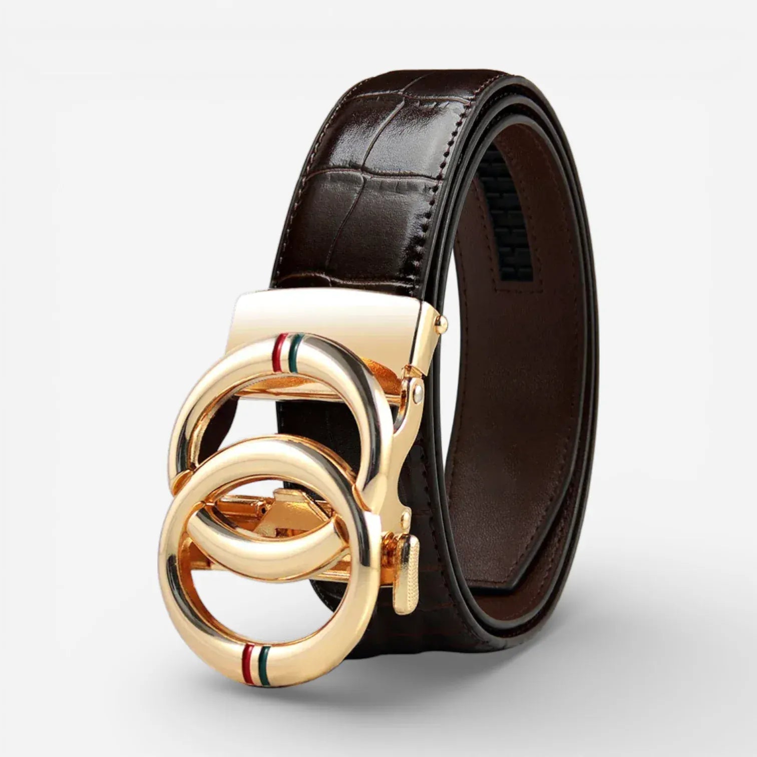 Maison de la Ceinture Café / Or / Croco / 105cm Ceinture cuir automatique homme – Duvano