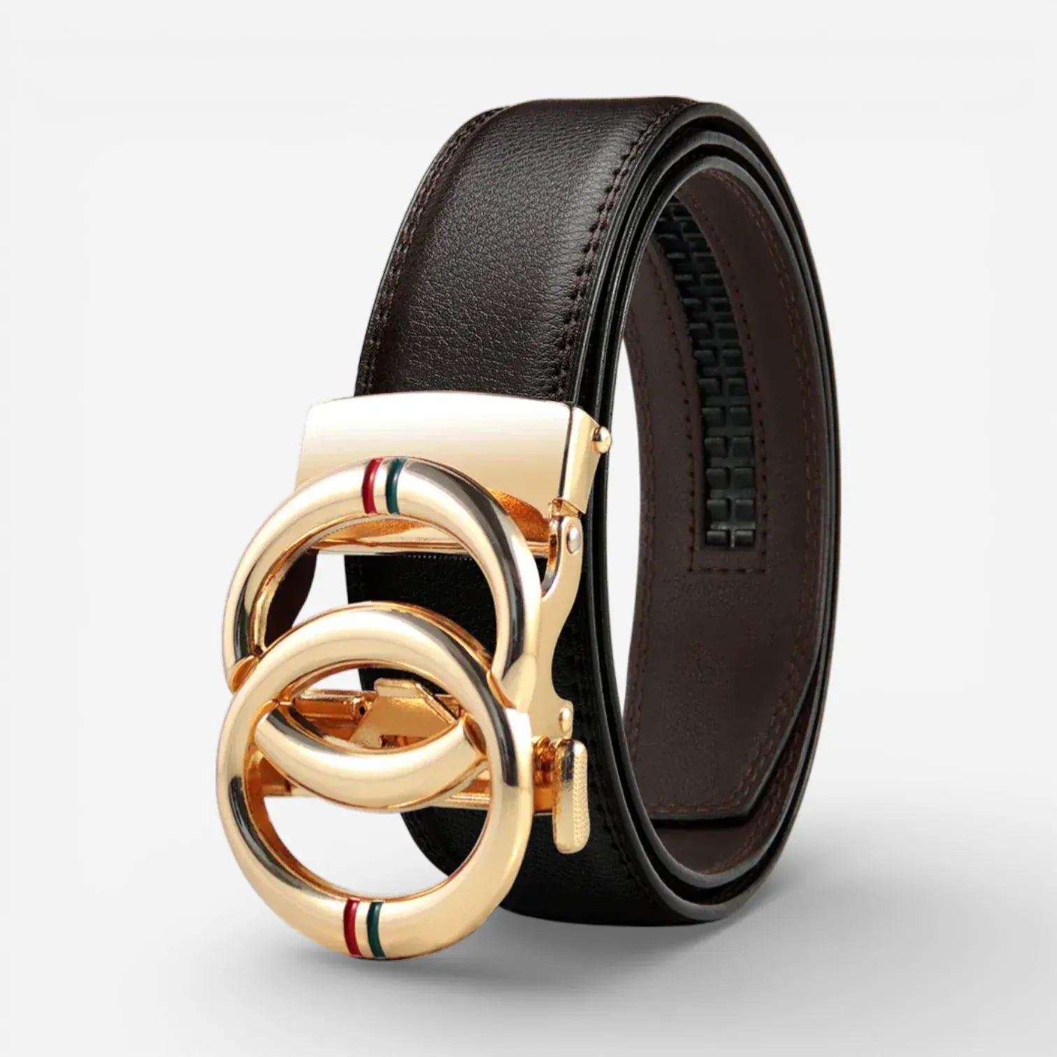 Maison de la Ceinture Café / Or / Texturé / 105cm Ceinture cuir automatique homme – Duvano