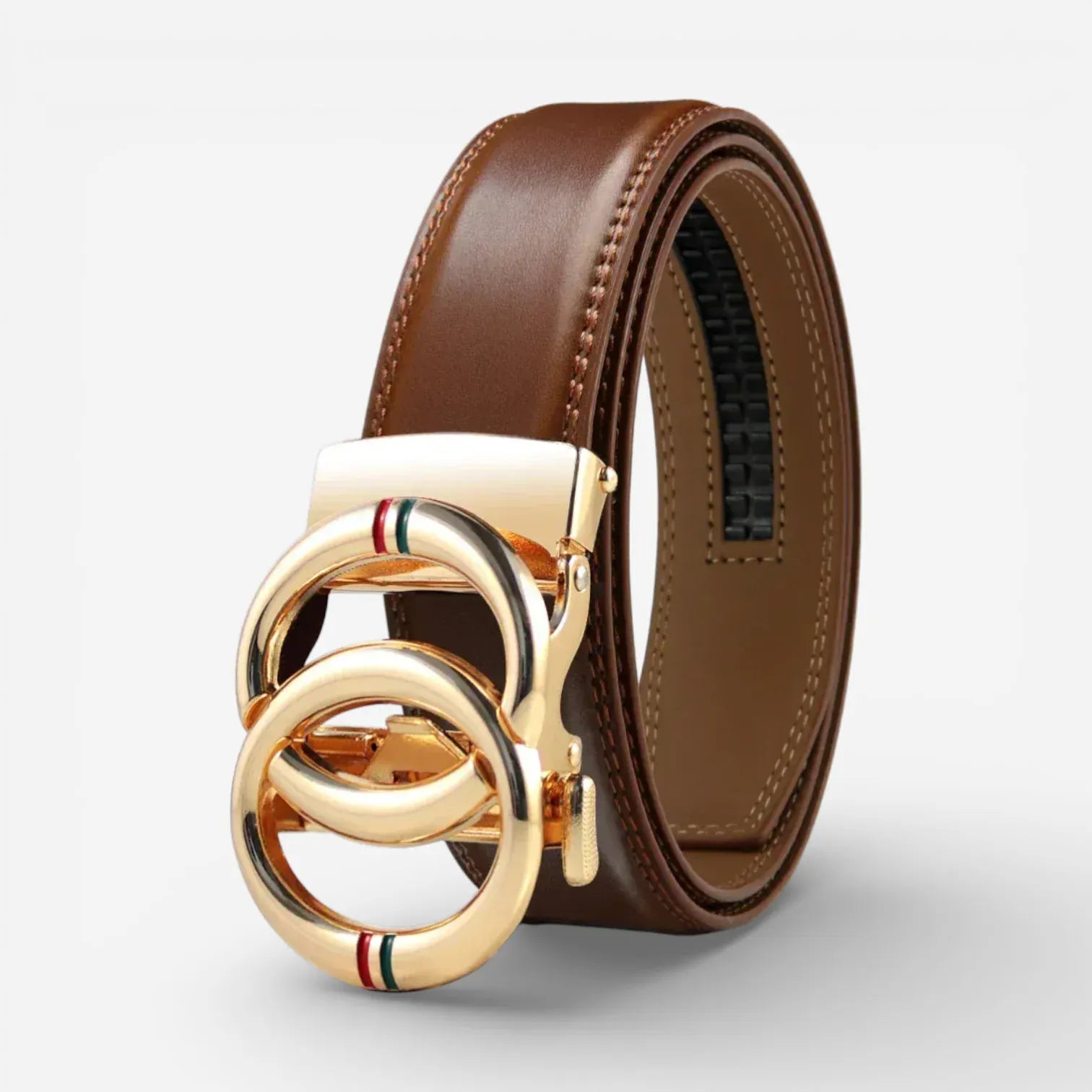 Maison de la Ceinture Cognac / Or / Lisse / 105cm Ceinture cuir automatique homme – Duvano