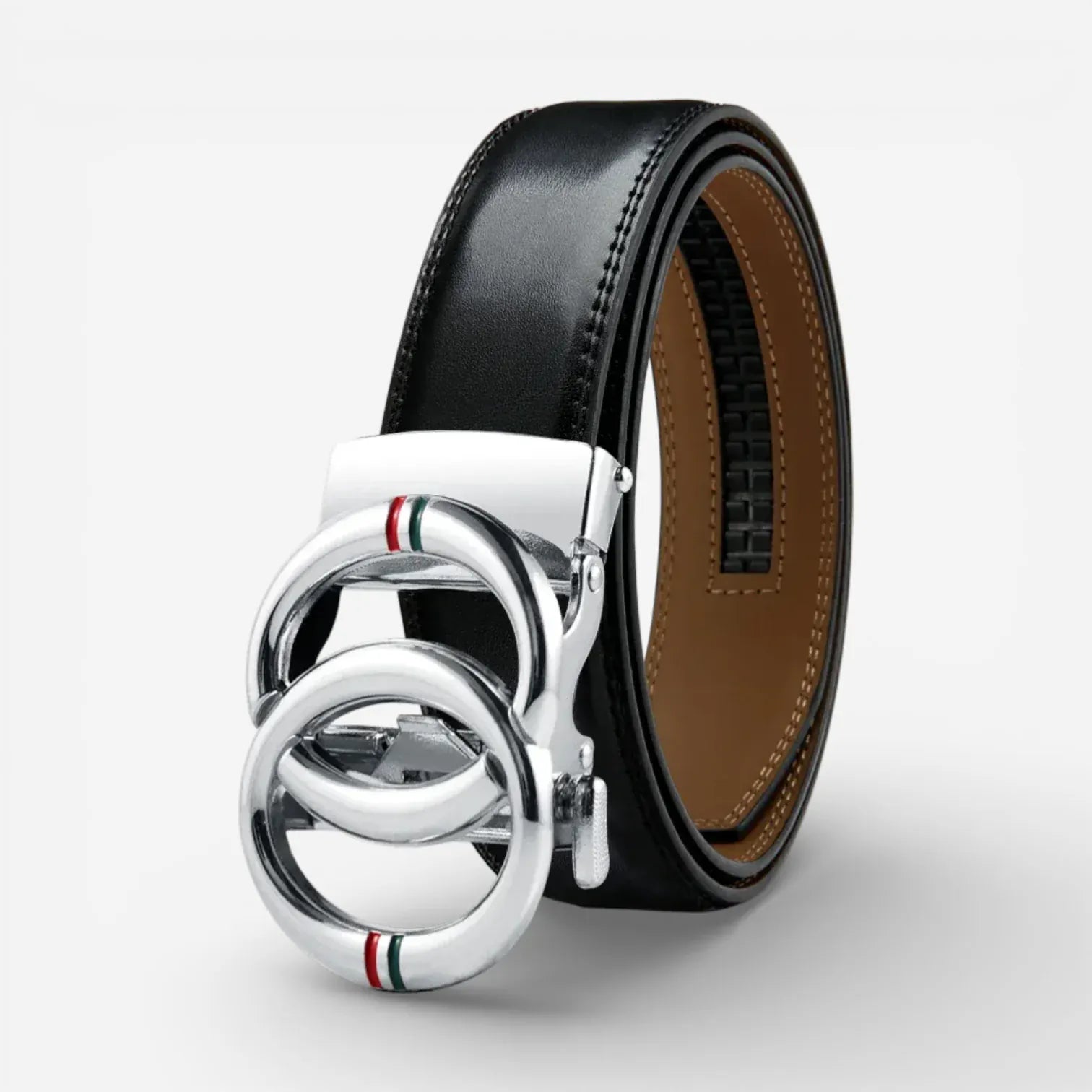 Maison de la Ceinture Noir / Argent / Lisse / 105cm Ceinture cuir automatique homme – Duvano