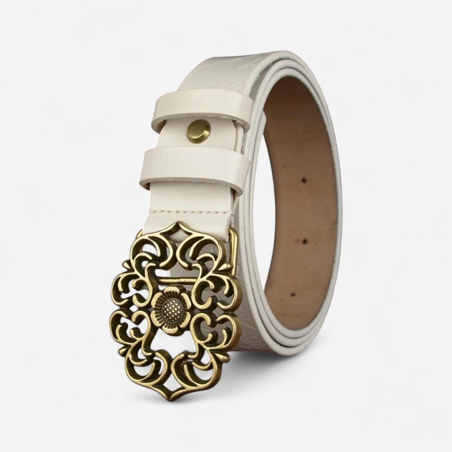 Maison de la Ceinture Blanc / 95cm Ceinture cuir femme - Aïsha