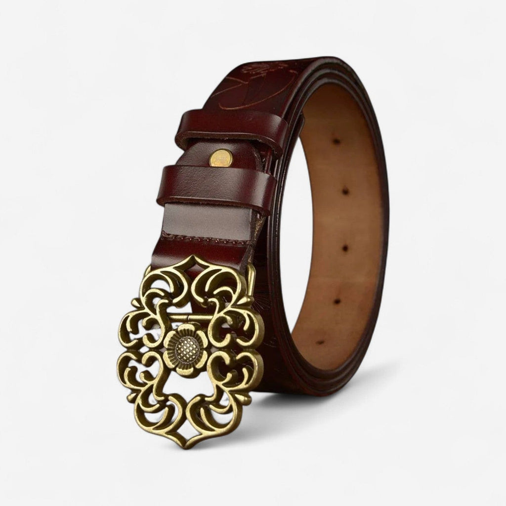 Maison de la Ceinture Café / 95cm Ceinture cuir femme - Aïsha