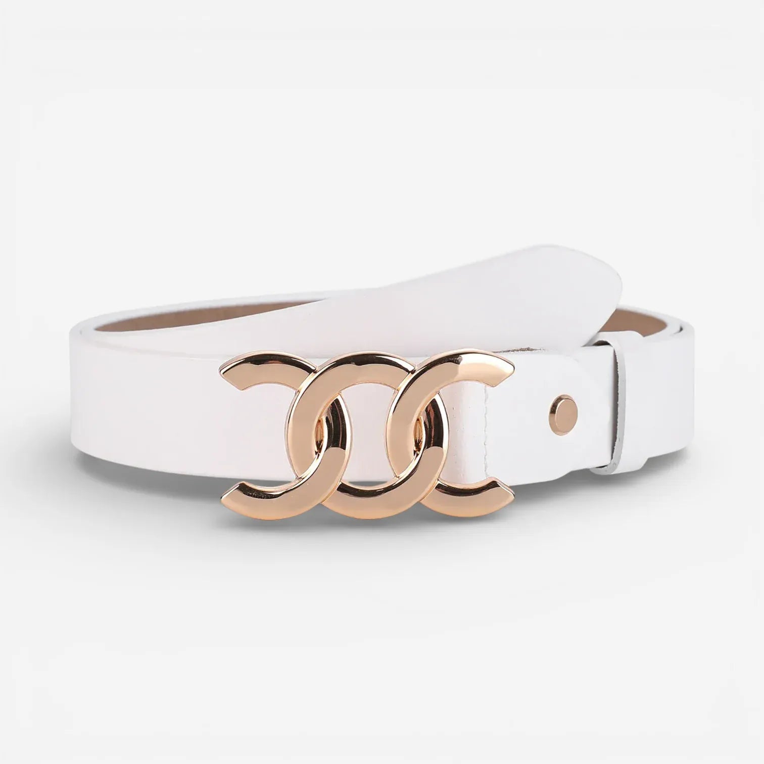 Maison de la Ceinture Blanc / Or / 100cm Ceinture cuir femme – Arianna