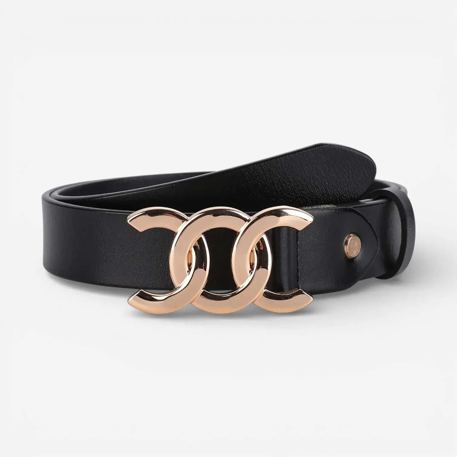 Maison de la Ceinture Noir / Or / 100cm Ceinture cuir femme – Arianna