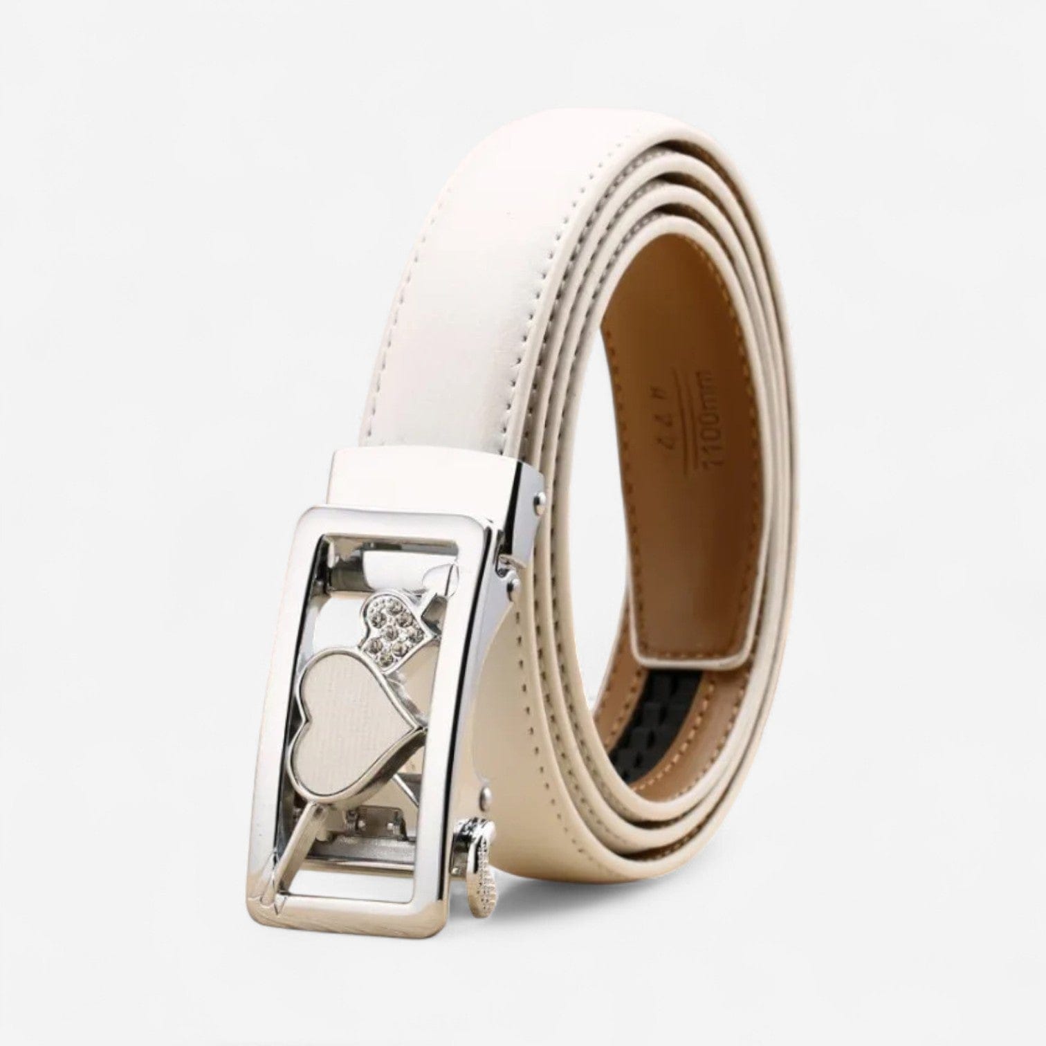 Maison de la Ceinture Coeur Blanc Argent / 95cm Ceinture Cuir Femme – Mirana