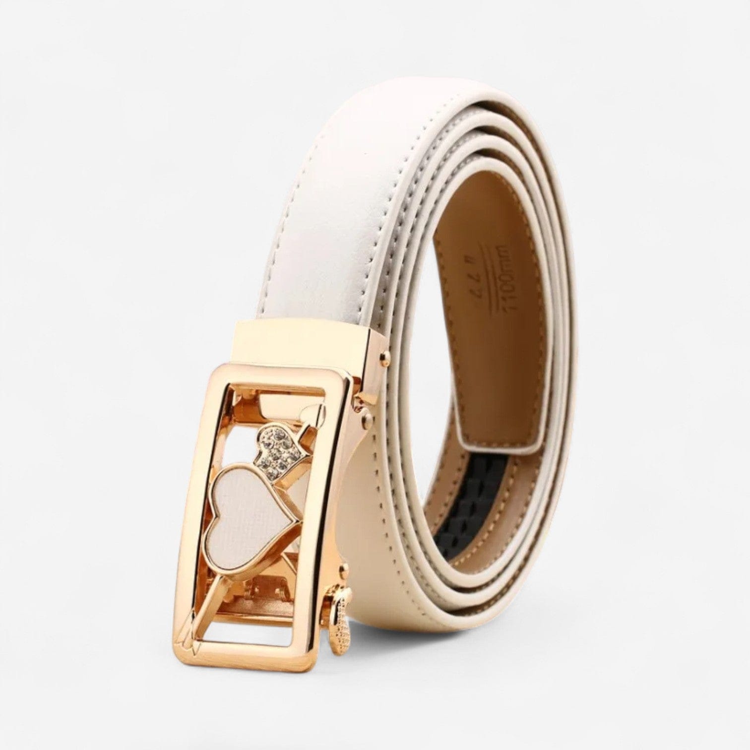 Maison de la Ceinture Coeur Blanc OR / 95cm Ceinture Cuir Femme – Mirana