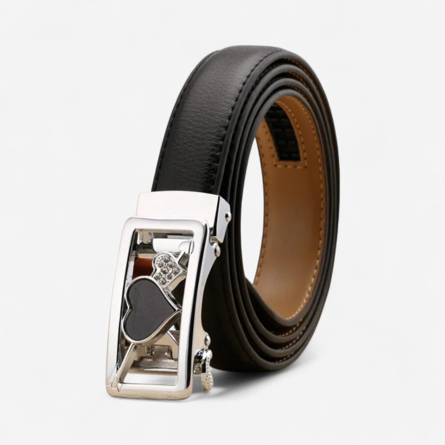 Maison de la Ceinture Coeur Noir Argent / 95cm Ceinture Cuir Femme – Mirana