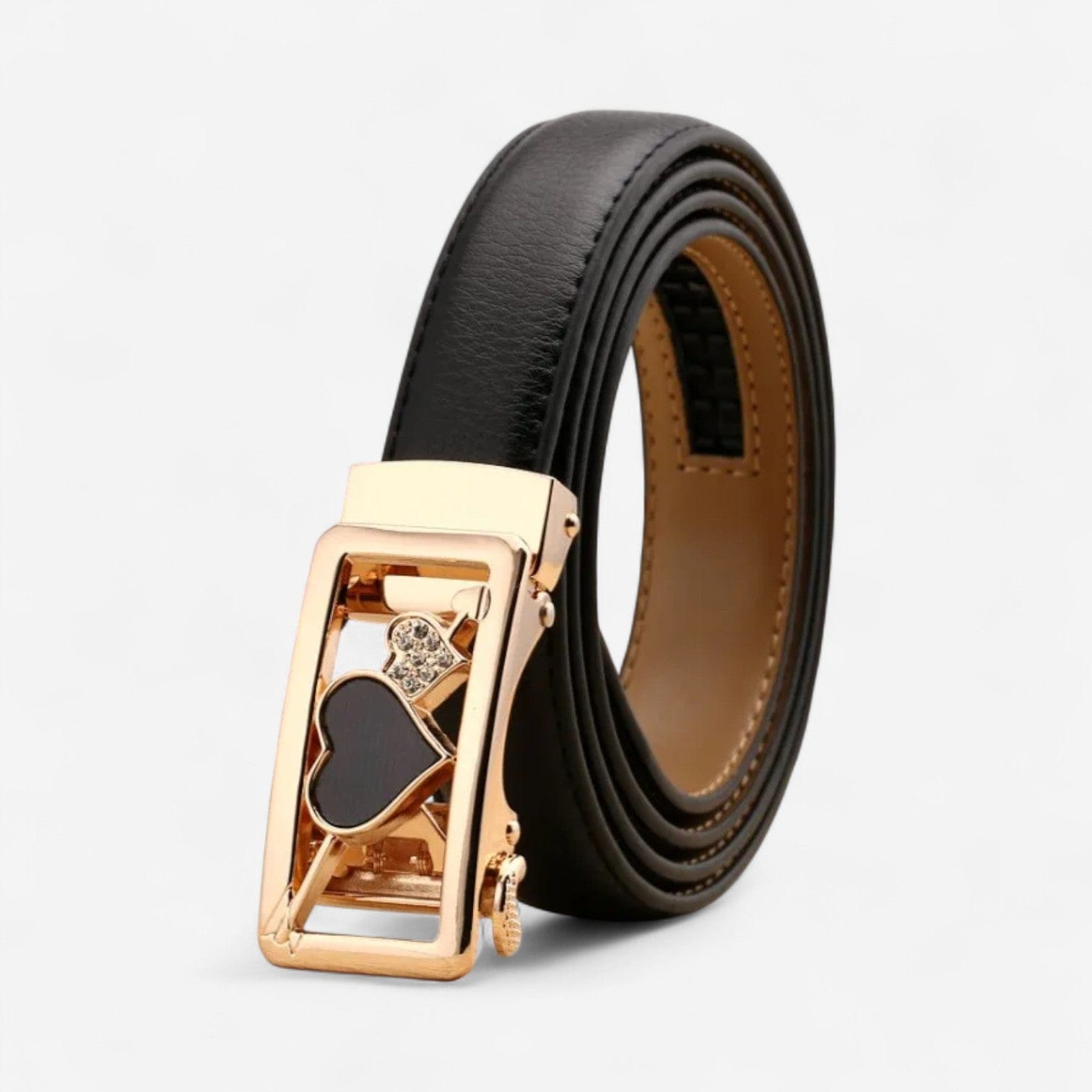 Maison de la Ceinture Coeur Noir OR / 95cm Ceinture Cuir Femme – Mirana