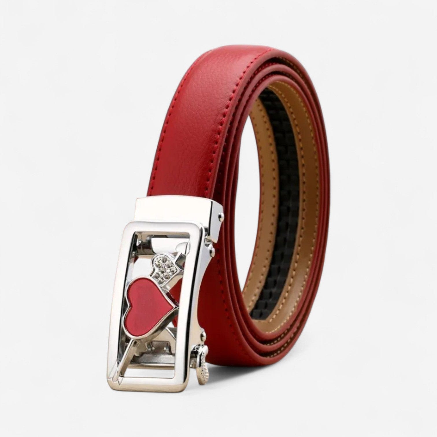 Maison de la Ceinture Coeur Rouge Argent / 95cm Ceinture Cuir Femme – Mirana