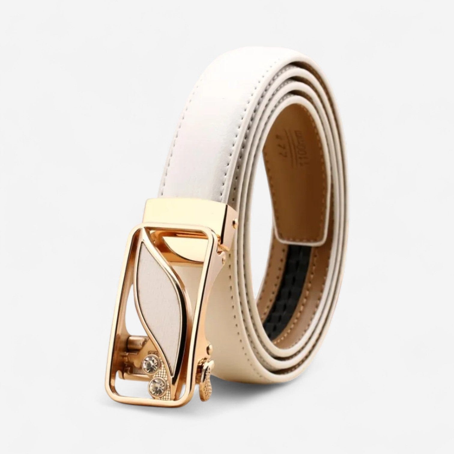 Maison de la Ceinture Feuille Blanc OR / 95cm Ceinture Cuir Femme – Mirana