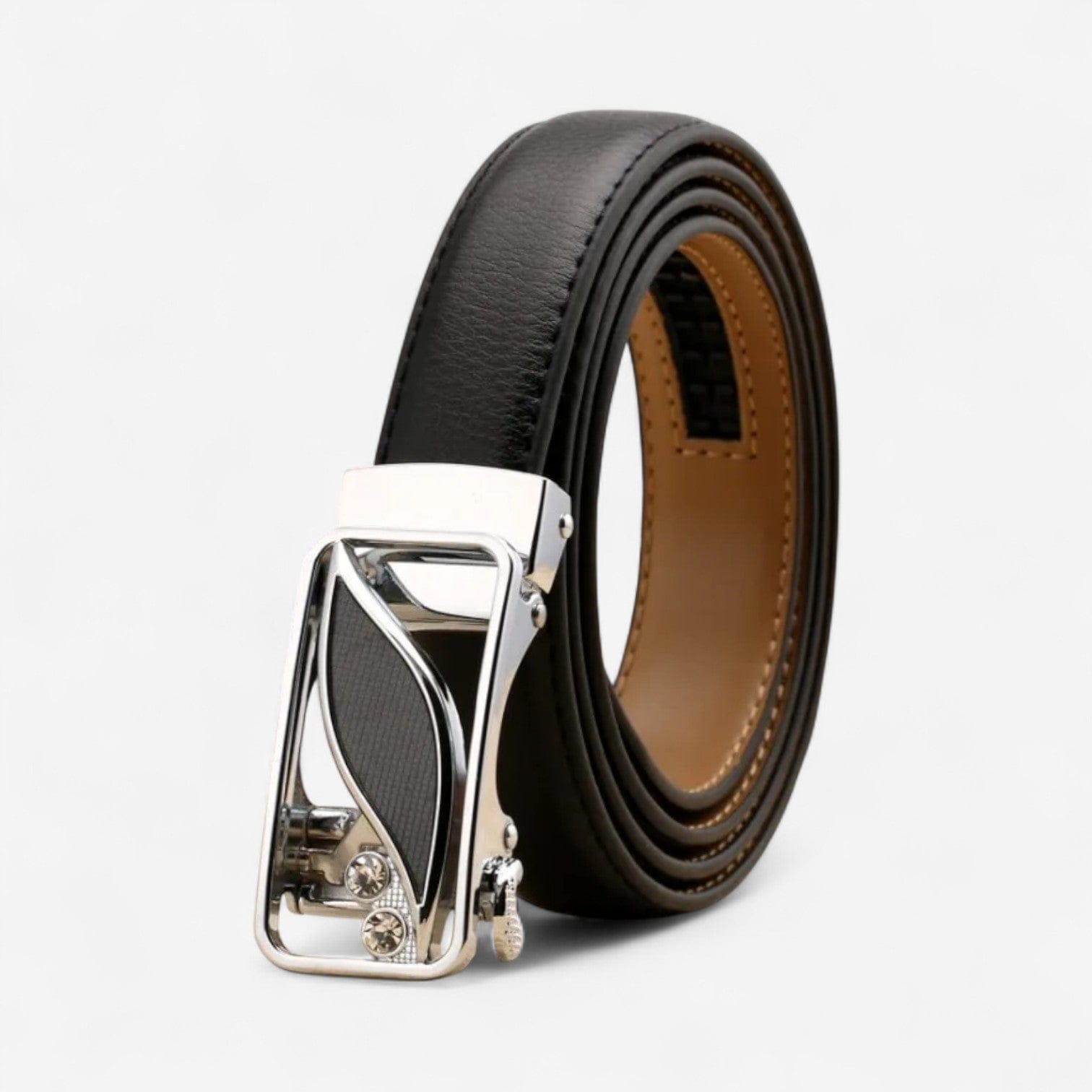 Maison de la Ceinture Feuille Noir Argent / 95cm Ceinture Cuir Femme – Mirana