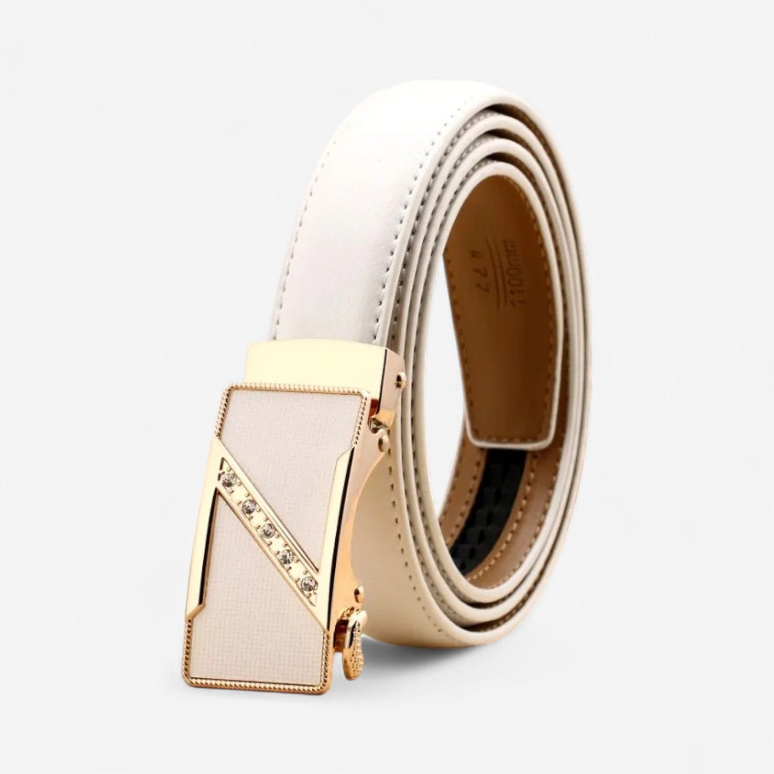 Maison de la Ceinture Prestige Blanc OR / 95cm Ceinture Cuir Femme – Mirana