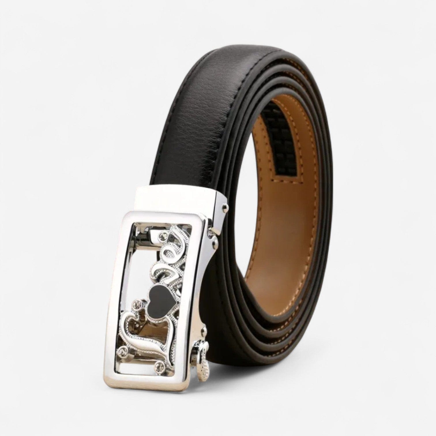 Maison de la Ceinture Romance Noir Argent / 95cm Ceinture Cuir Femme – Mirana