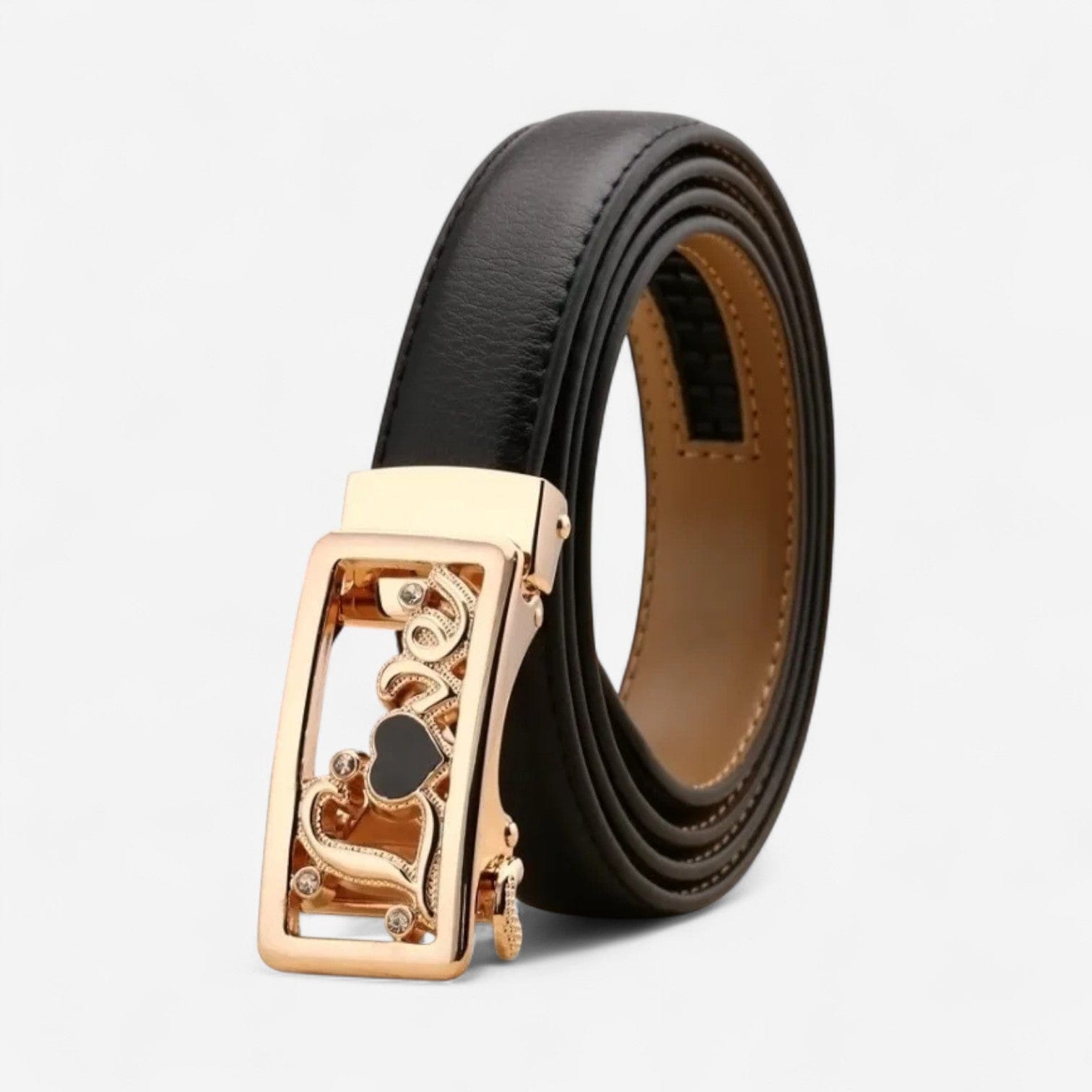 Maison de la Ceinture Romance Noir OR / 95cm Ceinture Cuir Femme – Mirana