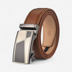 Ceinture cuir homme automatique au design géométrique, modèle Hadrik