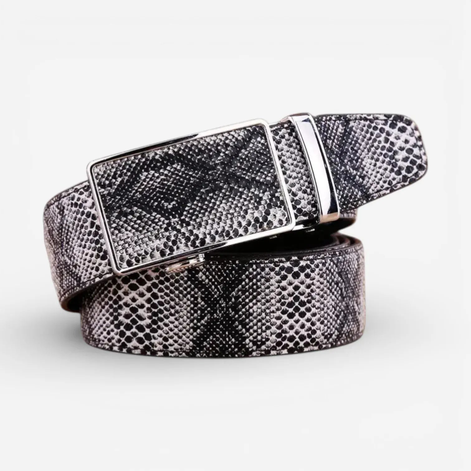 Maison de la Ceinture Noir / 100cm Ceinture cuir texturé homme – Serpentine Noctis
