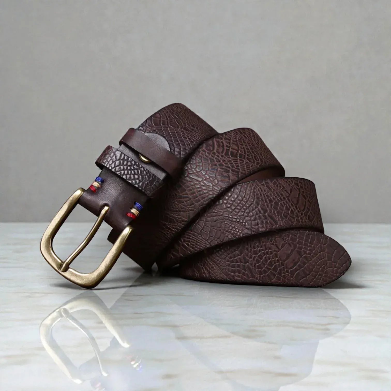 Maison de la Ceinture Café / 100cm Ceinture cuir texturé homme – Serydan