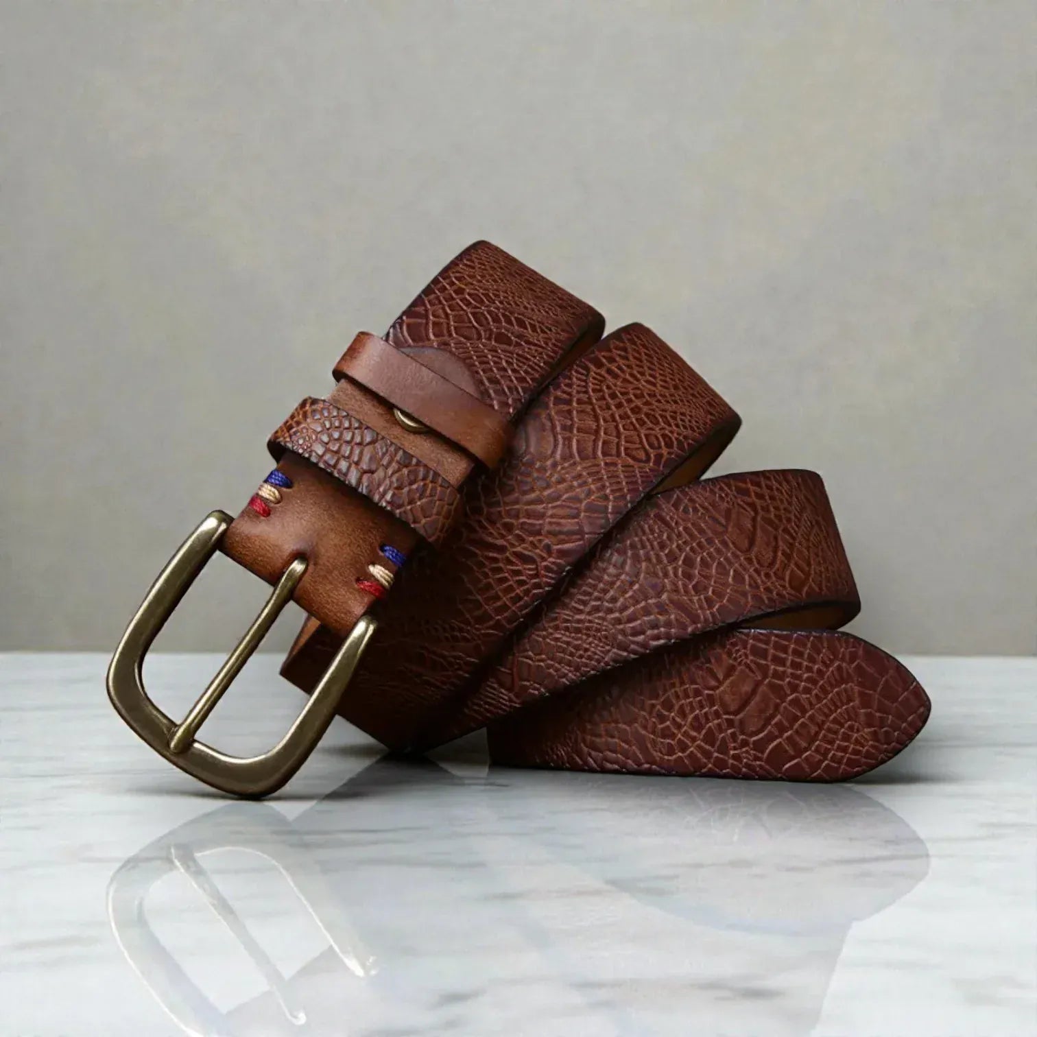 Maison de la Ceinture Marron / 100cm Ceinture cuir texturé homme – Serydan