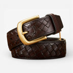 Ceinture tressée en cuir homme avec surpiqûres, modèle Veldor