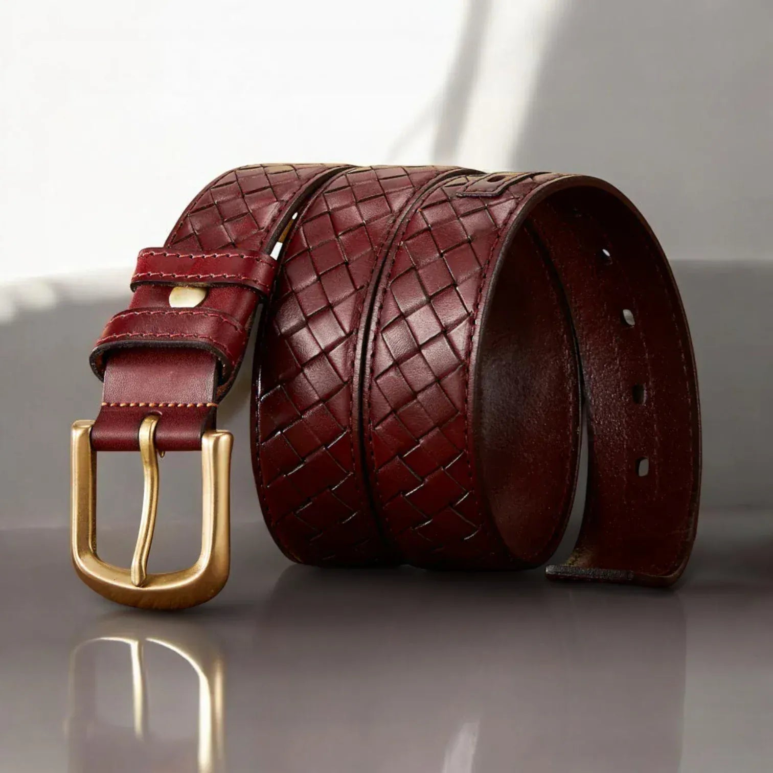 Maison de la Ceinture Marron rougeâtre / 105cm Ceinture cuir tressé homme - Veldor