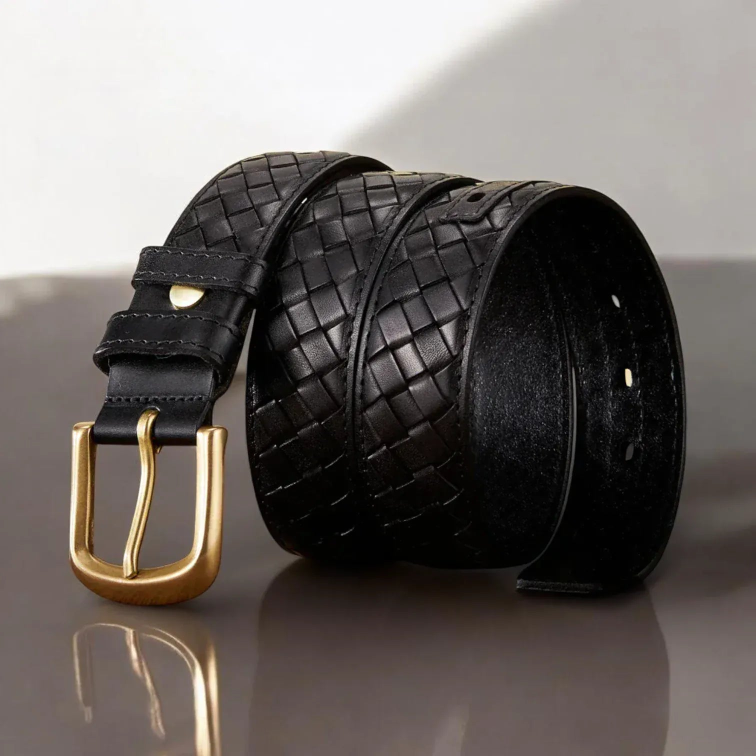 Maison de la Ceinture Noir / 105cm Ceinture cuir tressé homme - Veldor