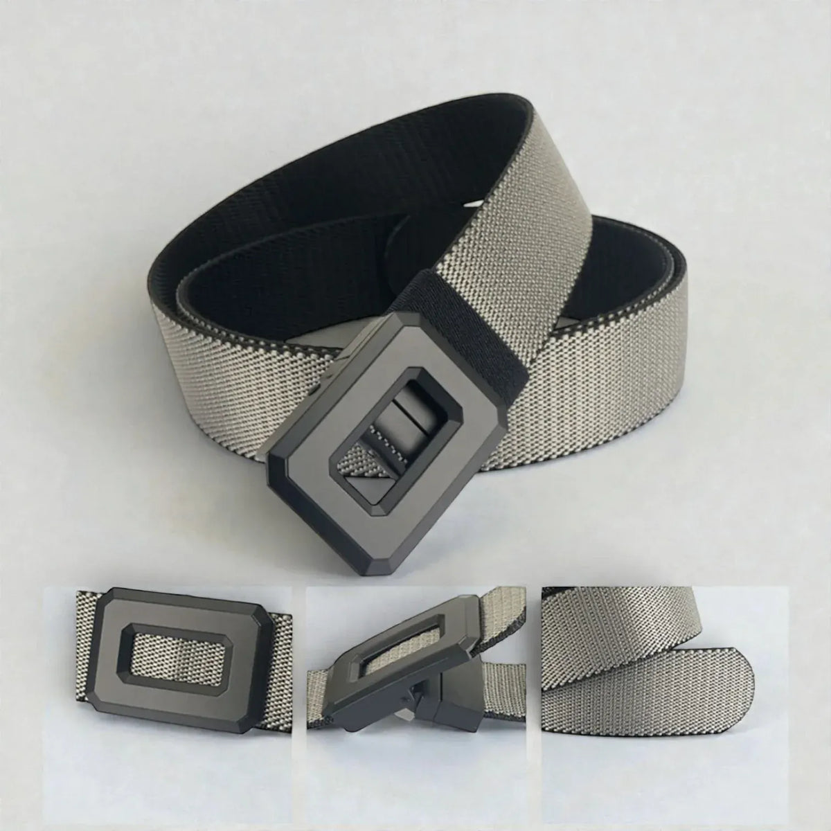 Ceinture Élastique Homme LionVII - Réversible 2 Couleurs, Boucle Plastique Sans Métal - Confort Ultime