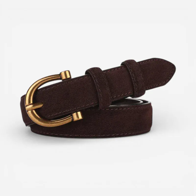 Maison de la Ceinture Café / 100cm Ceinture en cuir suédé femme – Cendria