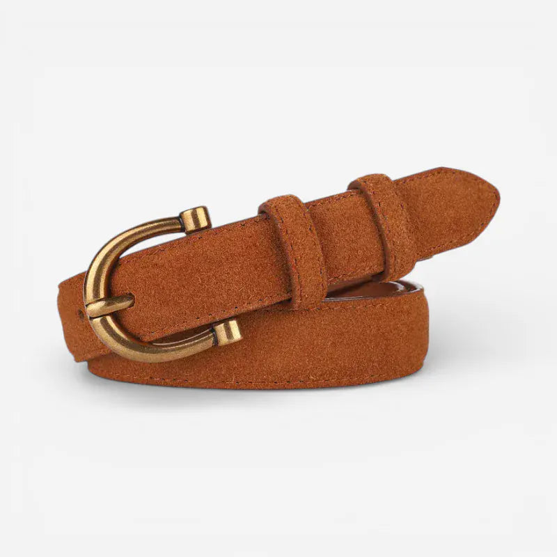 Maison de la Ceinture Cognac / 100cm Ceinture en cuir suédé femme – Cendria