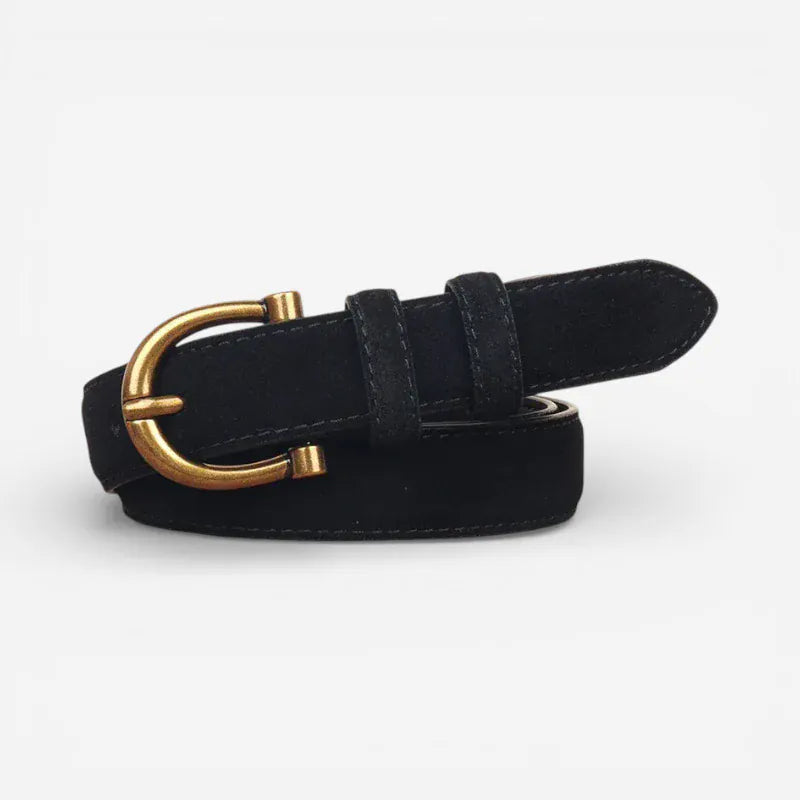 Maison de la Ceinture Noir / 100cm Ceinture en cuir suédé femme – Cendria