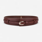 Ceinture large femme double bande élégante en cuir, modèle Serya