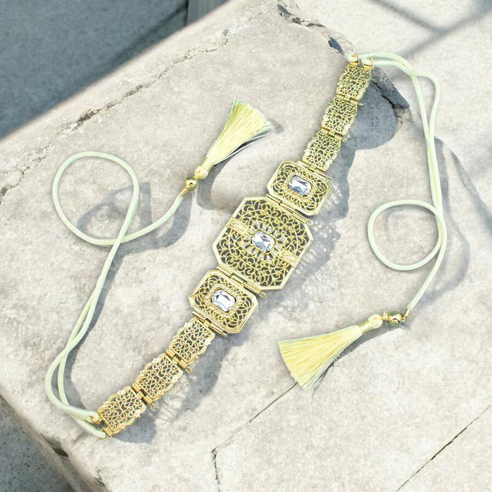 Maison de la Ceinture Blanc / Argent / Taille unique Ceinture marocaine femme – Emeraldya