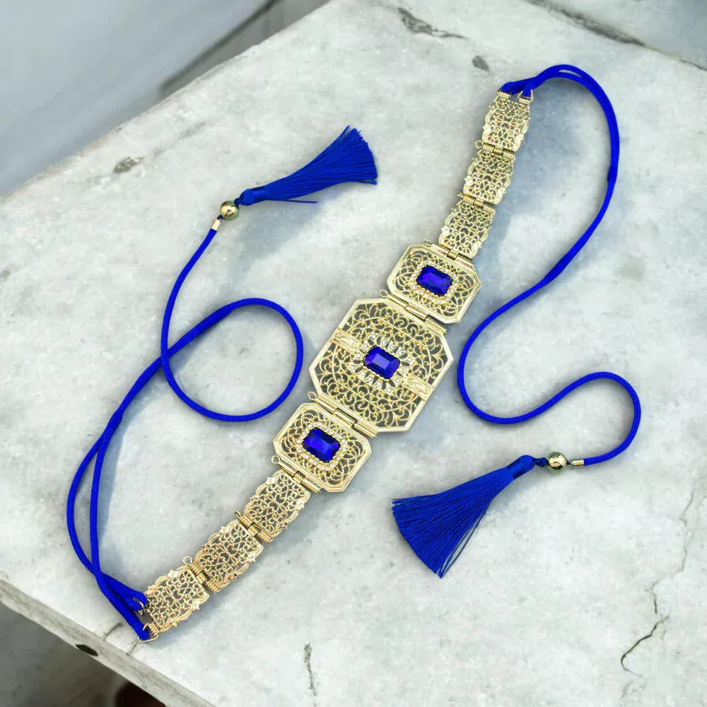 Maison de la Ceinture Bleu / Taille unique Ceinture marocaine femme – Emeraldya