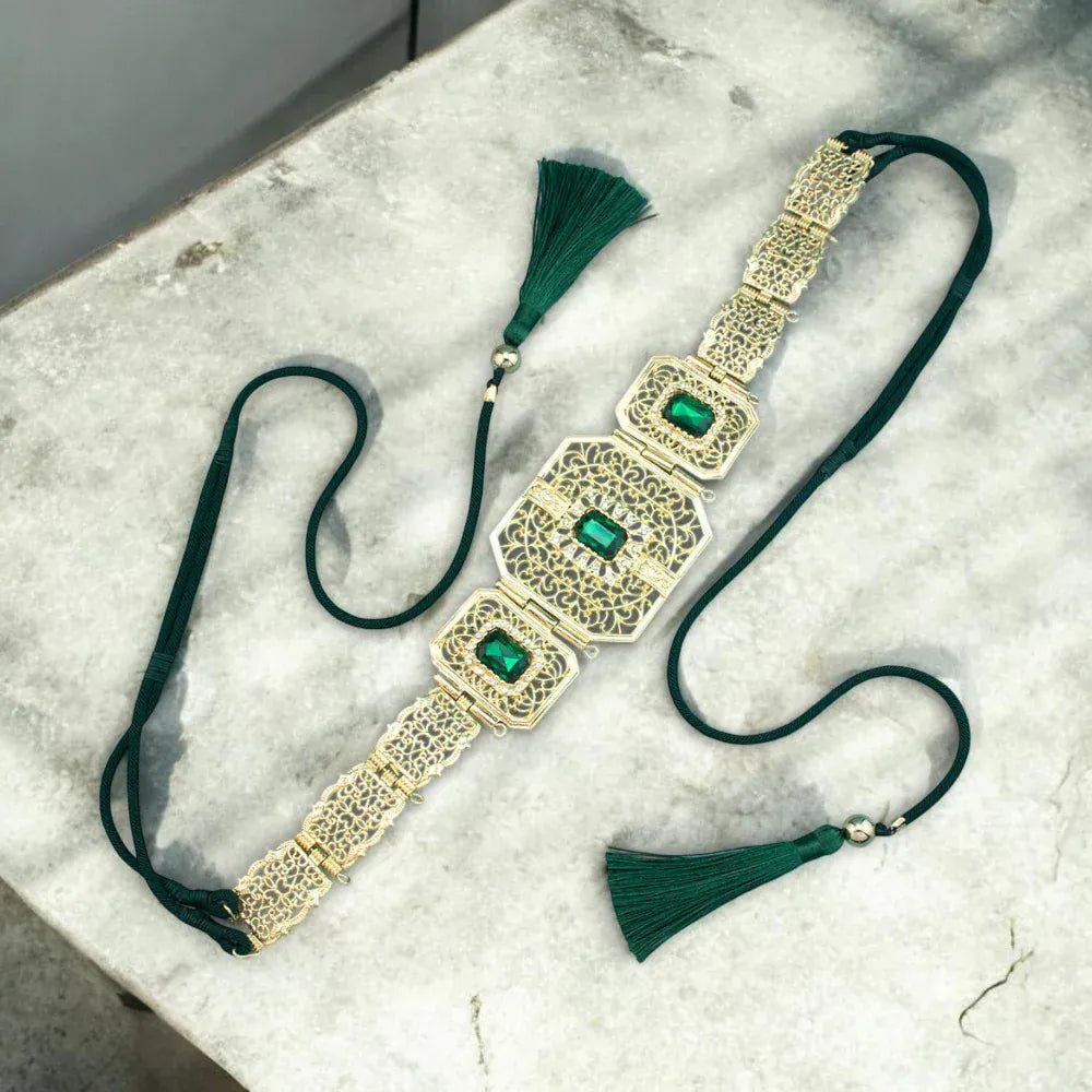 Maison de la Ceinture Vert / Taille unique Ceinture marocaine femme – Emeraldya