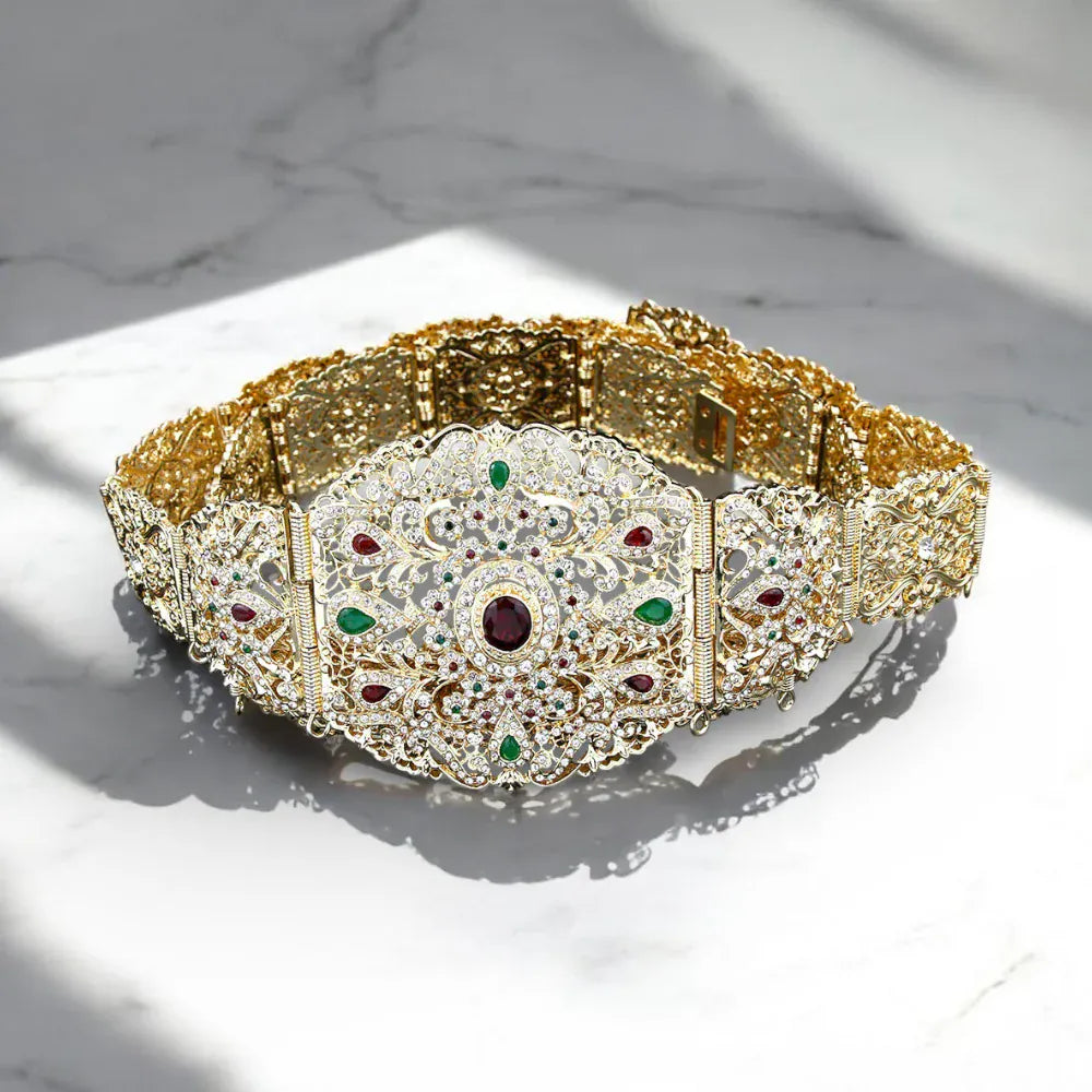 Maison de la Ceinture Or / Rouge / Taille unique Ceinture marocaine femme – Zahrae