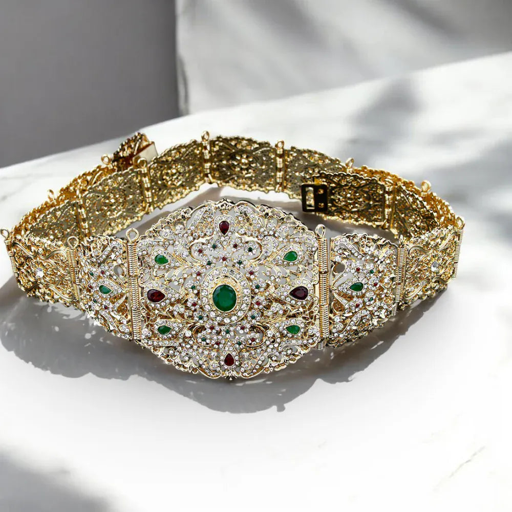 Maison de la Ceinture Or / Vert / Taille unique Ceinture marocaine femme – Zahrae
