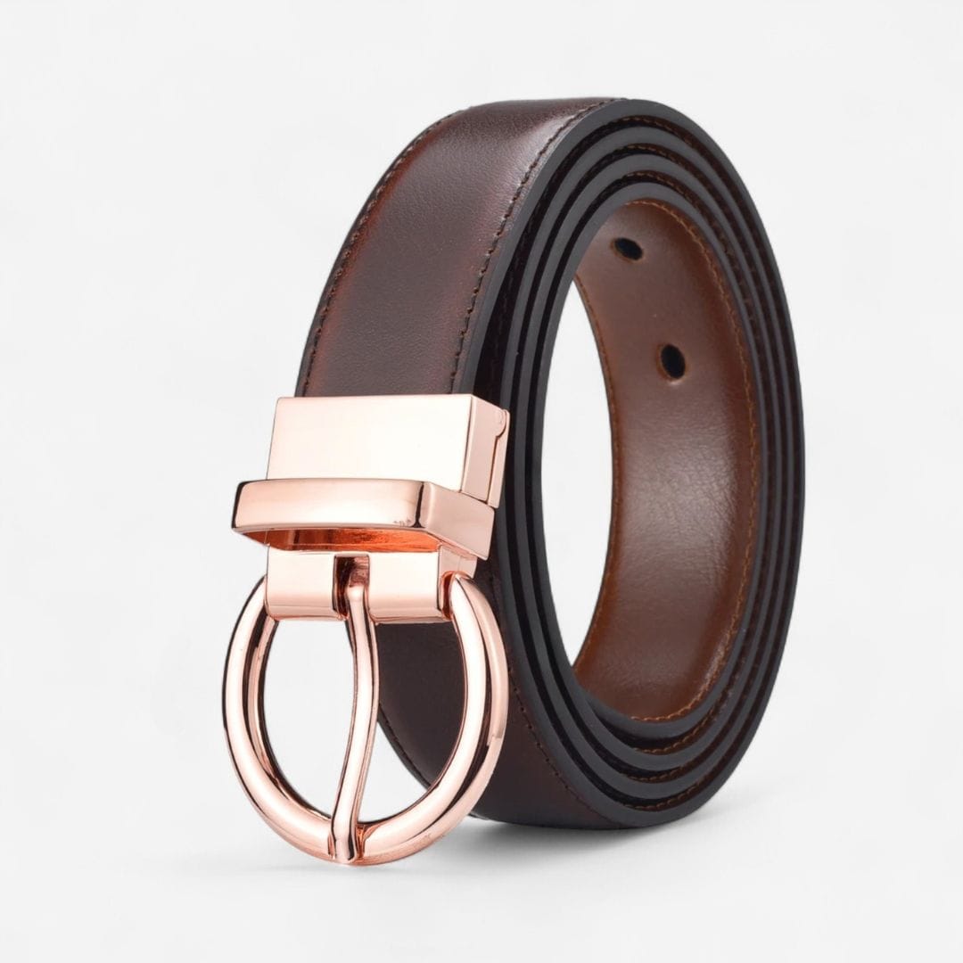 Maison de la Ceinture Café Marron / Cuivre / 75cm Ceinture réversible femme – Alveyna