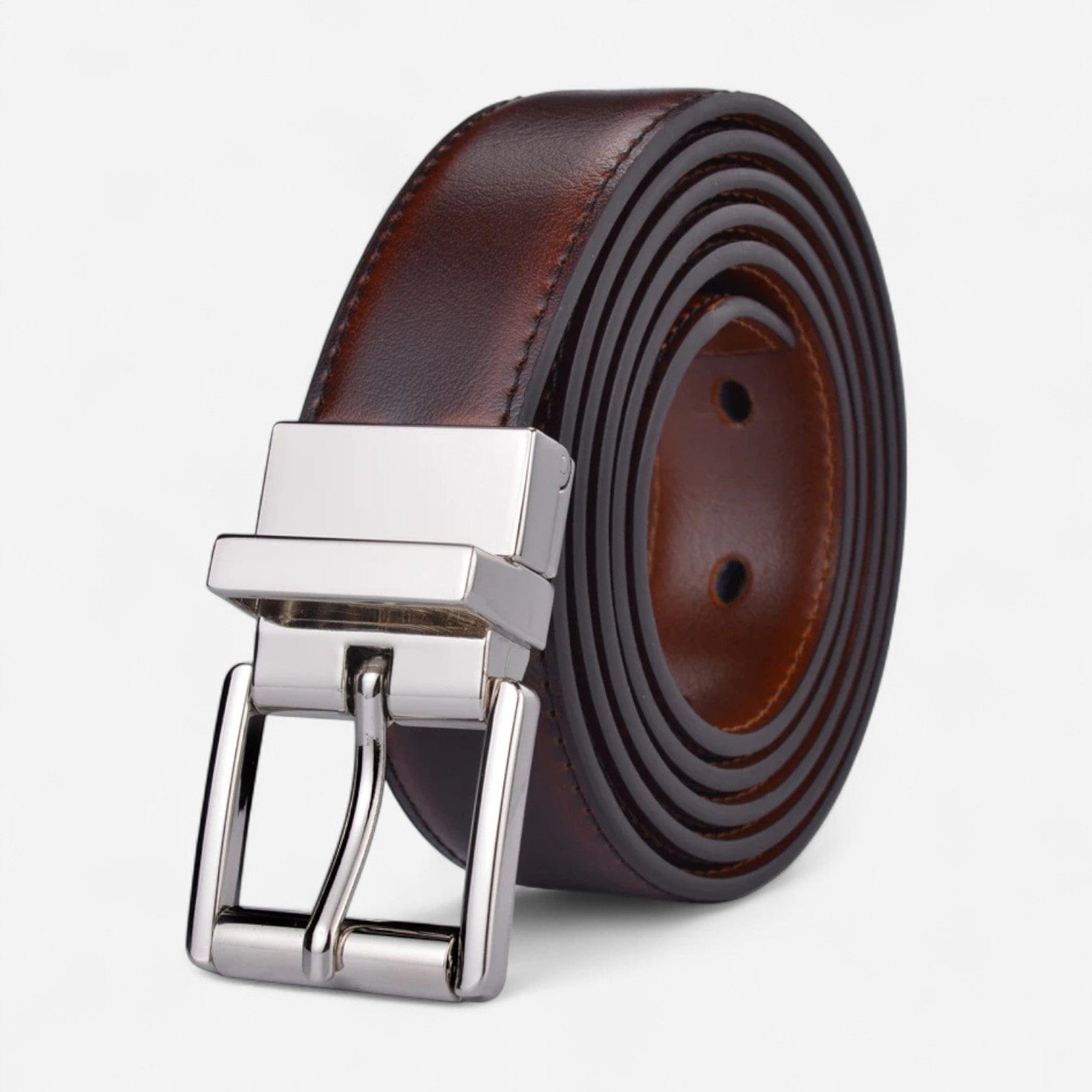 Maison de la Ceinture Marron Marron / Argent / 90cm Ceinture réversible homme – Aldren