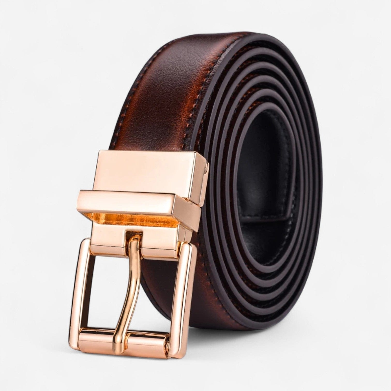 Maison de la Ceinture Marron Noir / OR / 90cm Ceinture réversible homme – Aldren